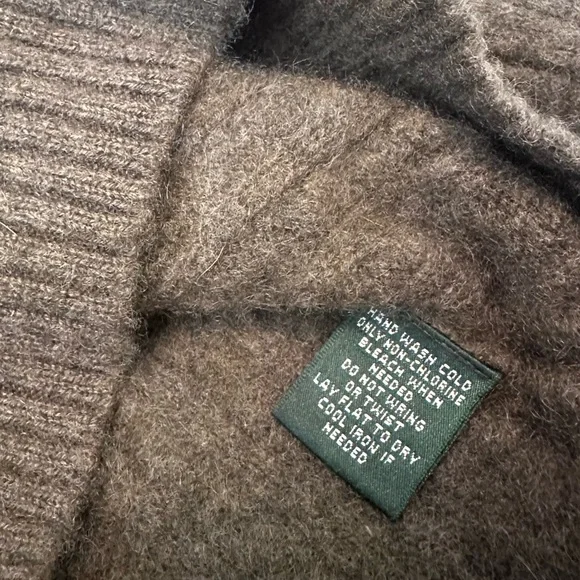 Ralph Lauren Womens Olive Cable-Knit Shawl Collar V-Neck Sweater Size M Heritage - Picture 9 of 9